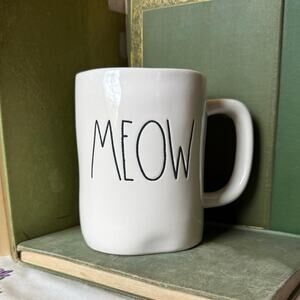 Rae Dunn “MEOW” Mug • White Ceramic • Cat Lover Gift • Artisan Collection